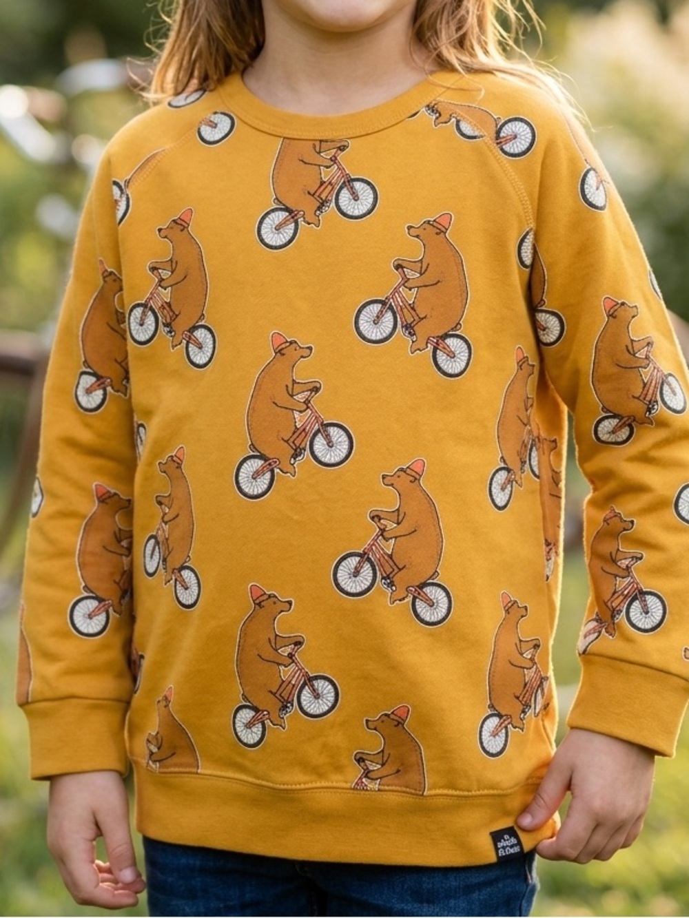 Mini Rodini Kids' Mustard Bear Bike Sweatshirt